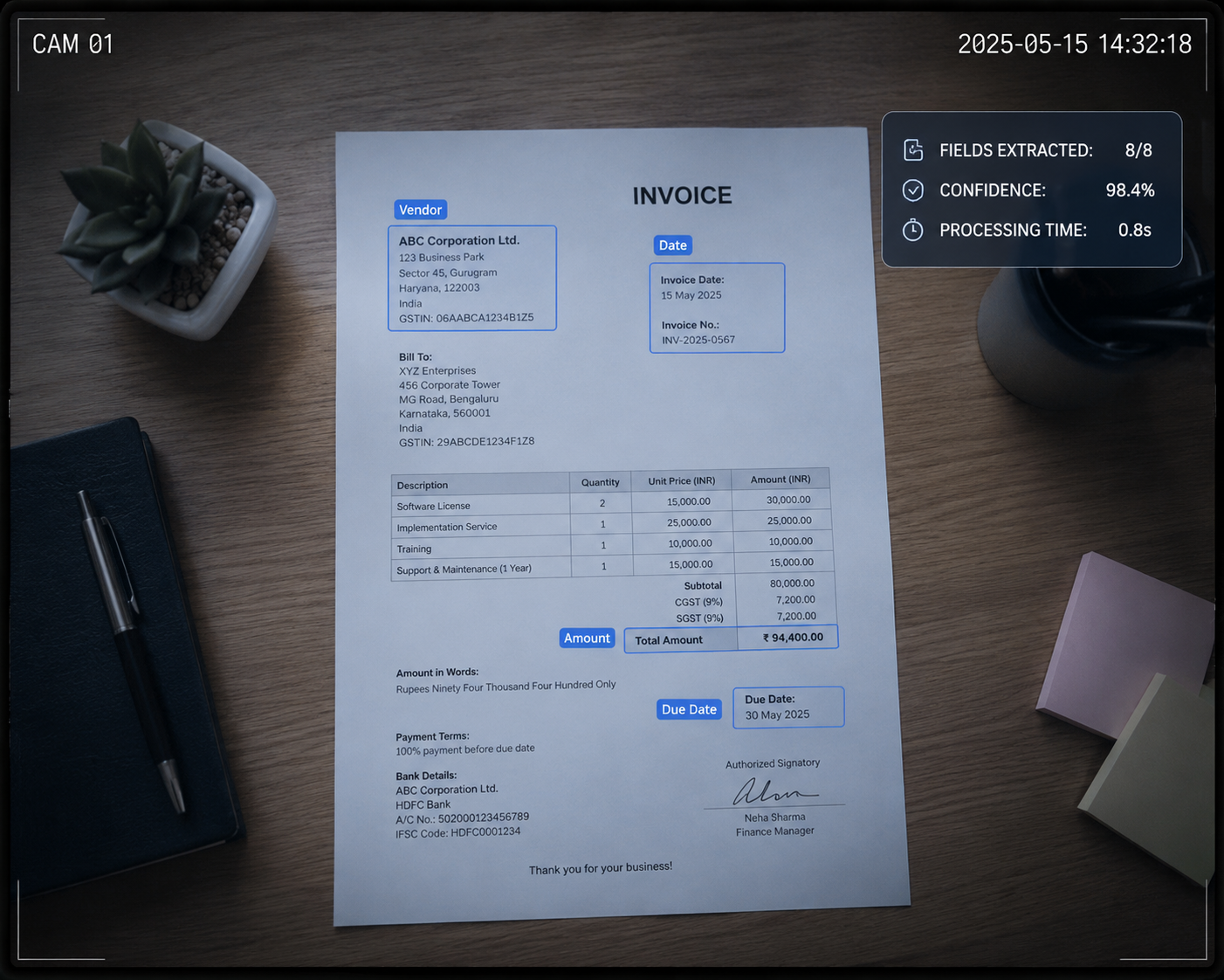 XenRead AI document field extraction overlay