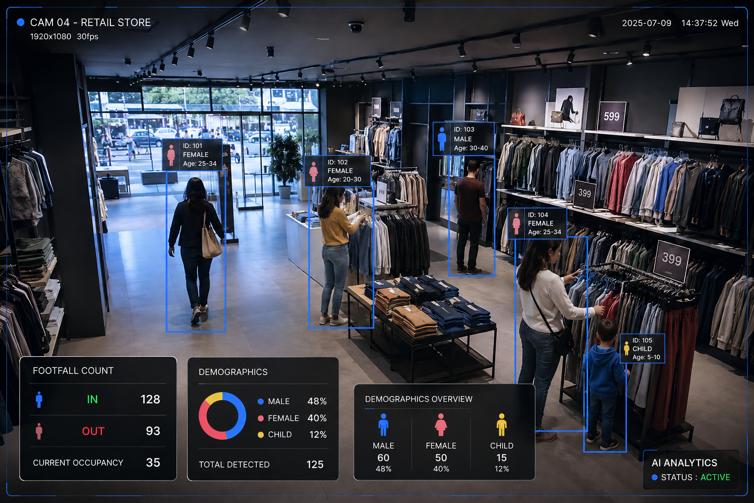 XenTrack AI video analytics overlay in a retail store